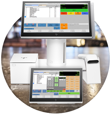 Cash Register Express terminal, printer and customer display